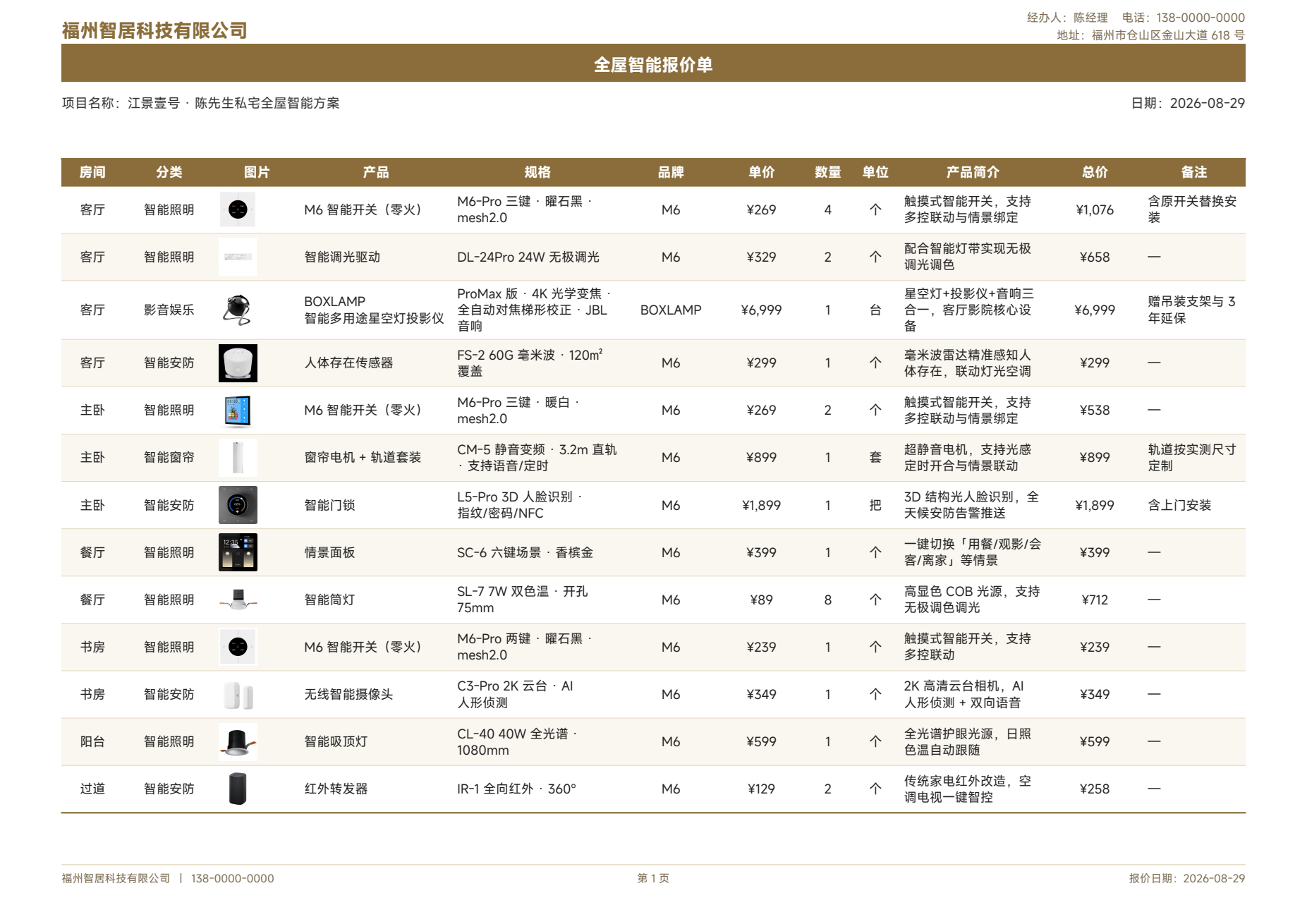 暖金高端模板报价单